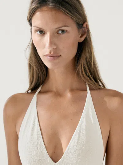 Massimo Dutti Badeanzug Mit Textur Und V In White