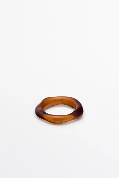 Massimo Dutti Bague Irrégulière Effet Écaille In Brown