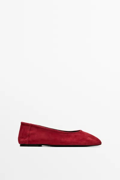 Massimo Dutti Bailarina Ante Punta Redonda In Rojo