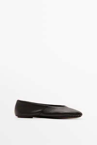 Massimo Dutti Bailarina De Pele Macia In Castanho