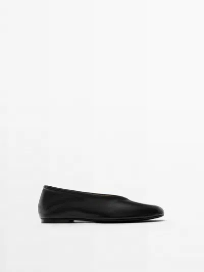 Massimo Dutti Bailarina Piel Soft In Black