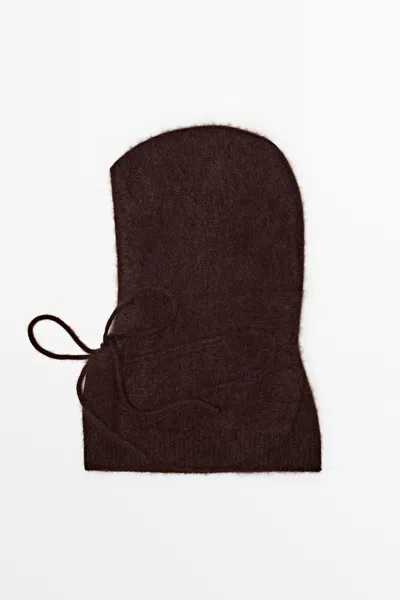 Massimo Dutti Balaclava De Malha Com Laçada 100% Caxemira In Brown