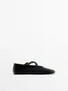 Massimo Dutti Ballet Flats With Crossover Straps In Black
