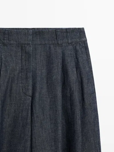 Massimo Dutti Balloon Fit Denim In Blue