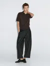 Massimo Dutti Barrel Fit Trousers With Elasticated Waistband In Black