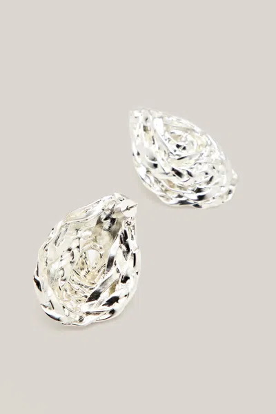 Massimo Dutti Basket Weave Textured Earrings In Metallic