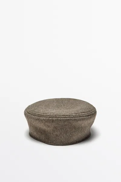Massimo Dutti Béret En Laine Mélangée In Brown