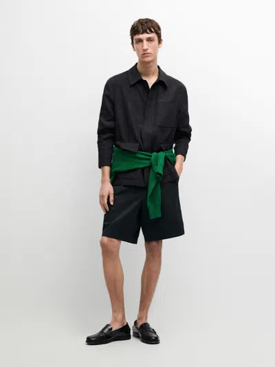 Massimo Dutti Bermuda Con Dettaglio In Vita In Cotone In Black
