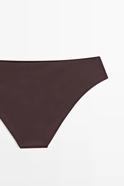 Massimo Dutti Bikini Bottoms With Gathered Detail In Brown