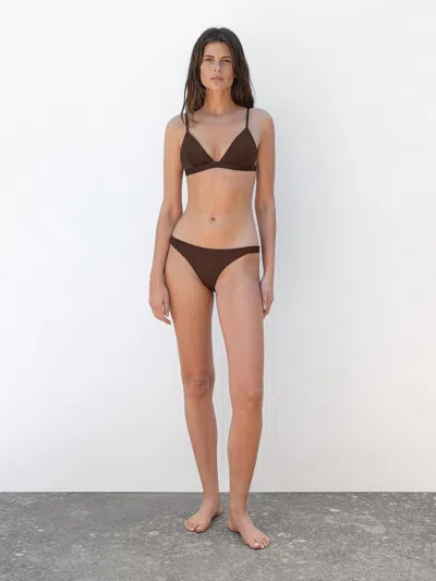 Massimo Dutti Bikini Bottoms With Thin Straps In Brown