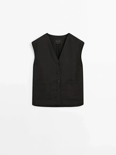 Massimo Dutti Black Co Ord Waistcoat With Pockets