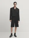 Massimo Dutti Black Cropped Blazer With Buttons In Schwarz