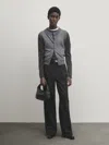 Massimo Dutti Schwarze Weite Bundfaltenhose In Schwarz