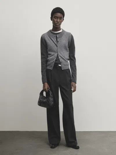 Massimo Dutti Schwarze Weite Bundfaltenhose