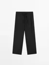 Massimo Dutti Black Drawstring Co Ord Trousers In Black