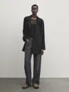 Massimo Dutti Black Flowing Overshirt With Belt In Schwarz