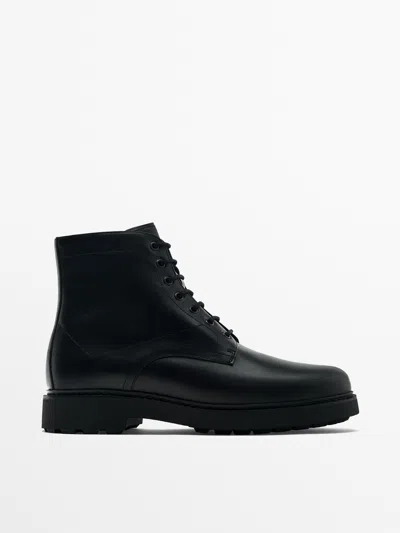 Massimo Dutti Black Leather Boots