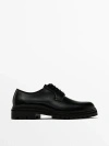 Massimo Dutti Black Leather Track Sole Shoes In Black