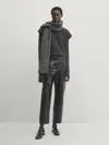 Massimo Dutti Black Nappa Leather Paperbag Trousers In Black