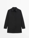 Massimo Dutti Black Poplin Oversize Blouse In Black