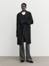 Massimo Dutti Bequemer Mantel Aus Wollmischung In Schwarz In Black