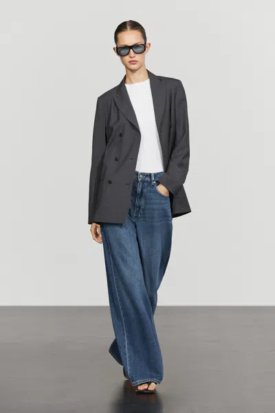 Massimo Dutti Blazer Croisé À Poches In Gris Foncé