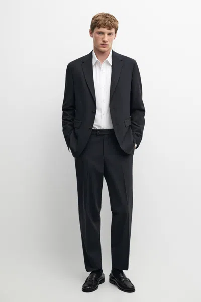 Massimo Dutti Blazer Da Completo In Misto Lana In Blu Marino