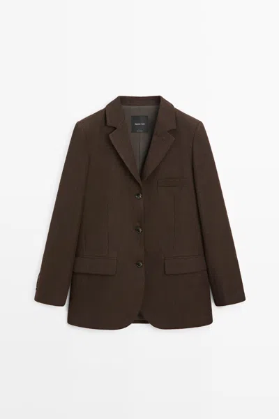 Massimo Dutti Blazer Pormenor Botões 100% De Lã In Castanho