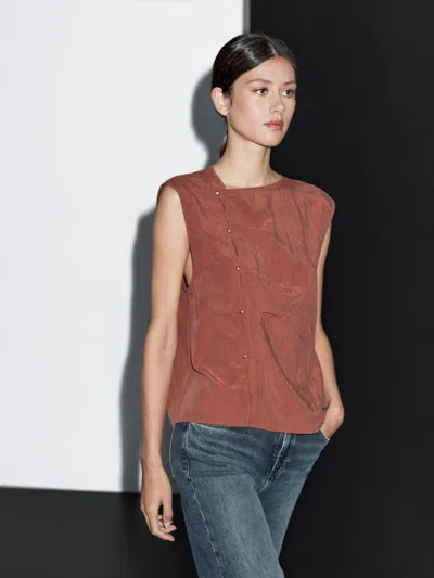 Massimo Dutti Blouse With Silver Button Fastening On The Side In Multi