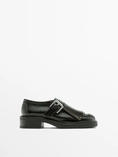 Massimo Dutti Blucher Hebilla Con Flecos In Black