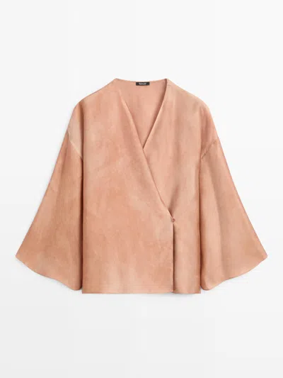 Massimo Dutti Blusa Fluida Cruzada In Pink