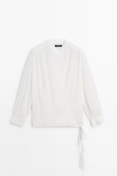 Massimo Dutti Blusa Fluida Cruzada In White