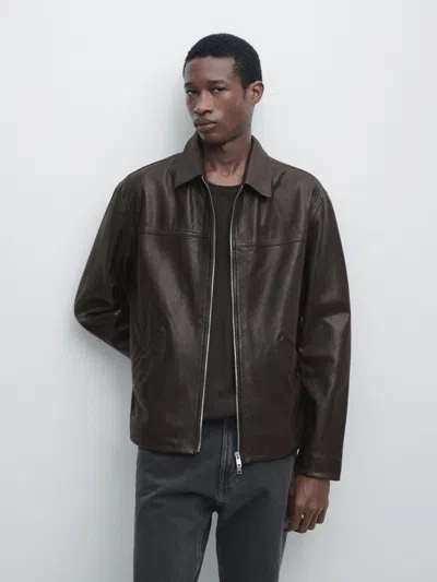 Massimo Dutti Blusão Polipele Napa In Brown