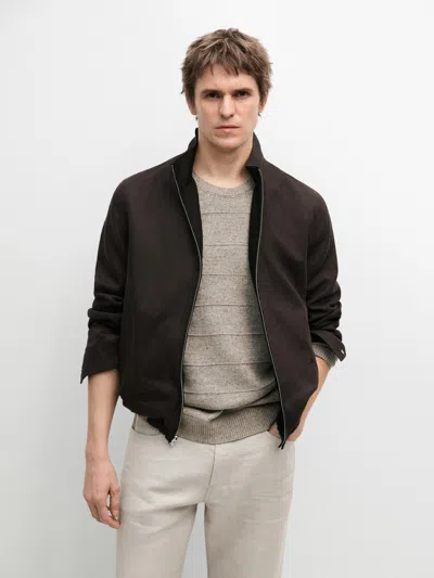 Massimo Dutti Blusão Reversível Linho In Brown