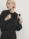 Massimo Dutti Bluse Mit Knitteroptik In Schwarz