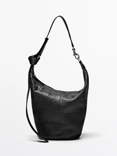 Massimo Dutti Bolso Bucket Piel Napa In Black