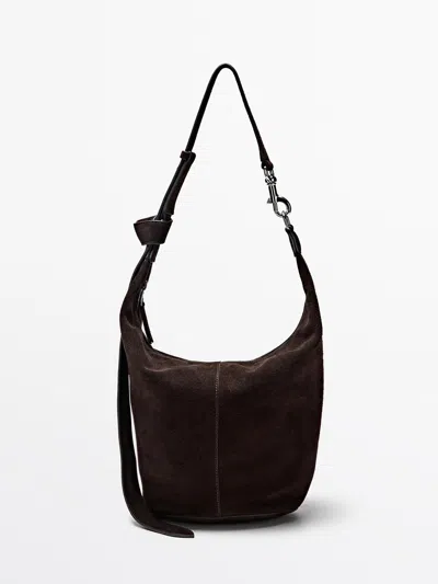 Massimo Dutti Bolso Bucket Piel Serraje In Brown
