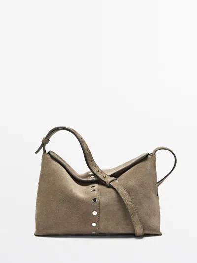Massimo Dutti Bolso Con Detalle De Tachas Piel Serraje