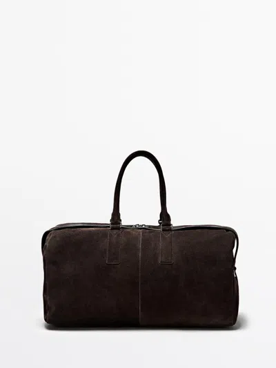 Massimo Dutti Bolso De Viaje Piel Ante In Brown