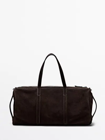 Massimo Dutti Bolso De Viaje Piel Ante In Brown