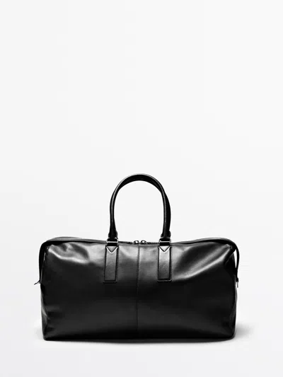 Massimo Dutti Bolso De Viaje Piel Napa In Black