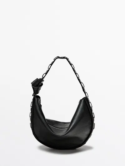 Massimo Dutti Bolso Eyelets Piel Napa In Black