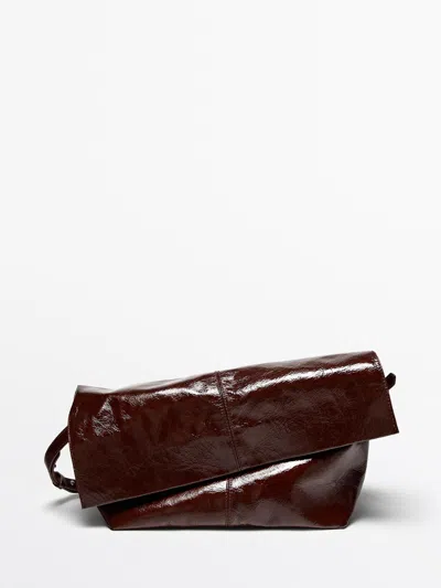 Massimo Dutti Bolso Flap Craquelado Piel Napa