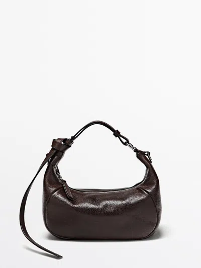 Massimo Dutti Bolso Hebilla Metálica Piel Napa In Brown
