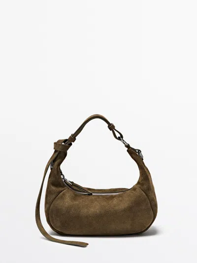 Massimo Dutti Bolso Hebilla Metálica Piel Serraje In Brown