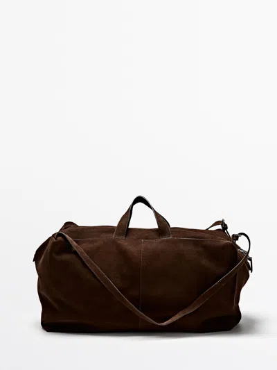 Massimo Dutti Bolso Maxi Duffle Piel Ante In Brown