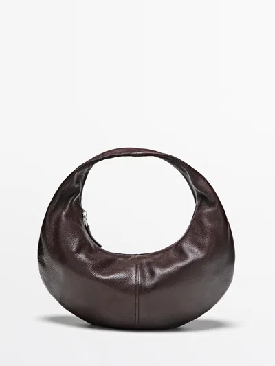Massimo Dutti Bolso Mediano Media Luna Piel Napa In Brown