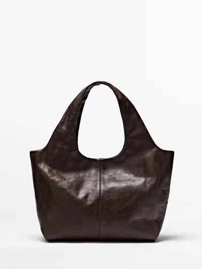 Massimo Dutti Bolso Mediano Piel Napa In Brown