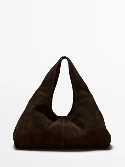 Massimo Dutti Bolso Medio Lady Piel Serraje In Brown