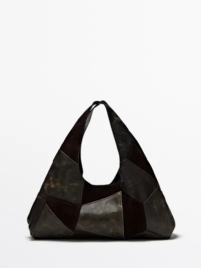 Massimo Dutti Bolso Medio Patchwork Piel Ante In Brown